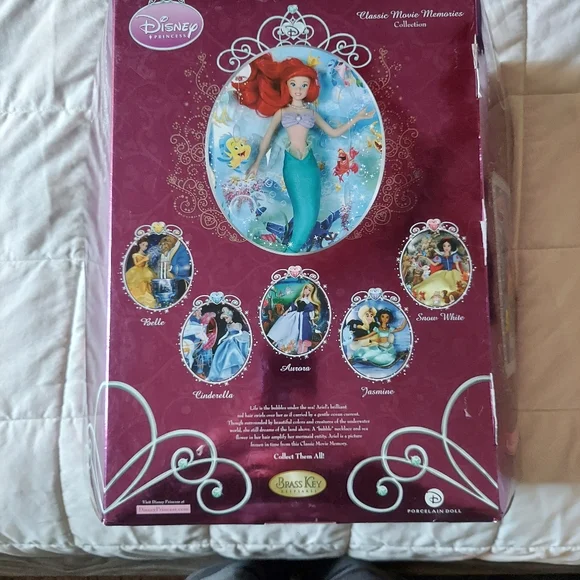 Vintage Disney Princess Brass Key Collectible Ariel Porcelain Doll Classic - Picture 3 of 4